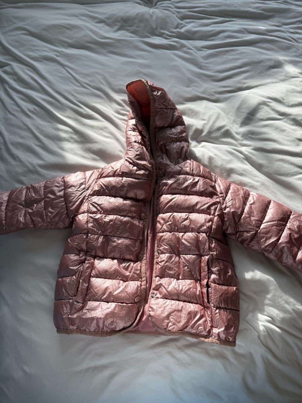 Zara Shiny Rose Quilted Kids Puffer Jacket